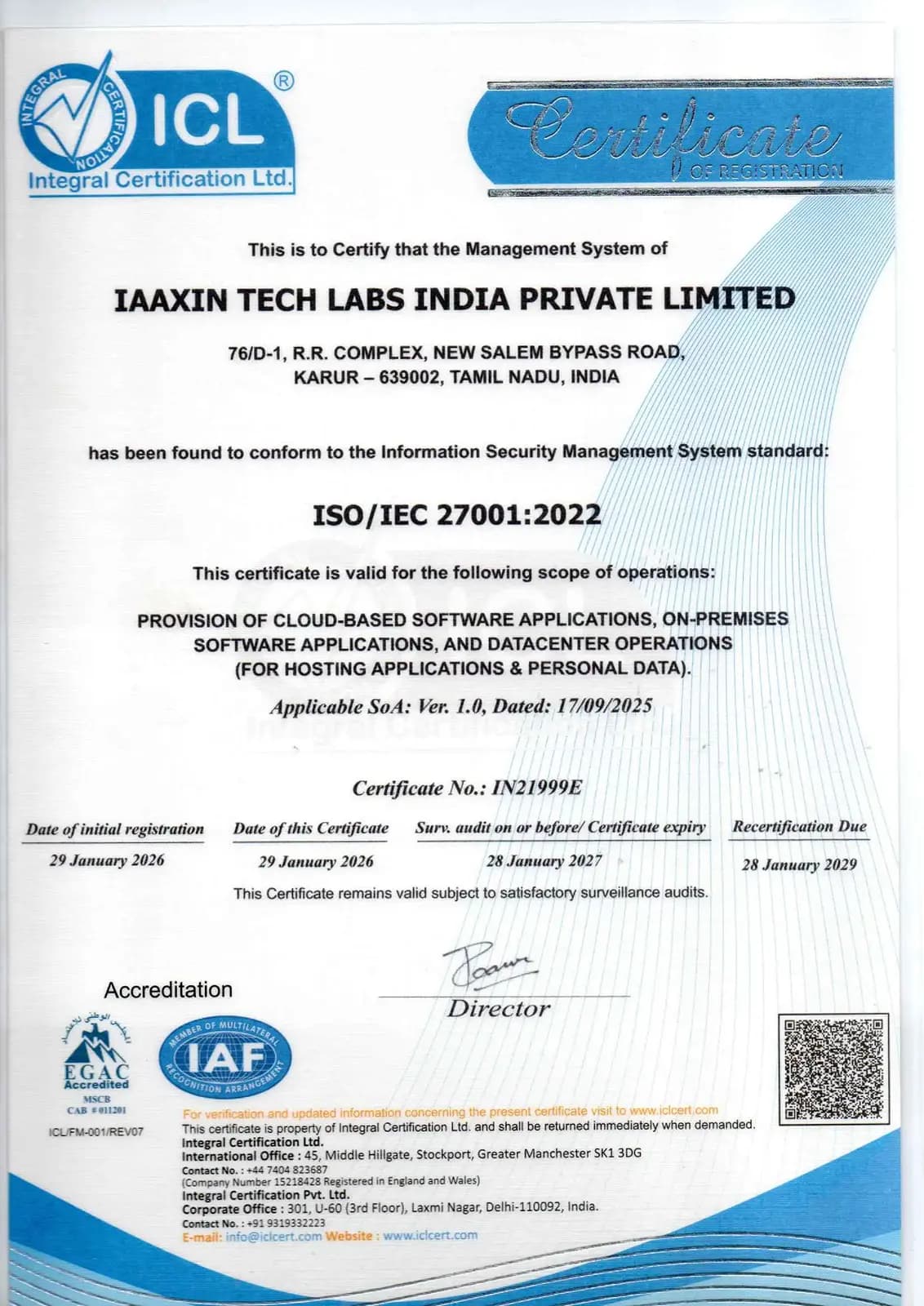 ISO/IEC 27001:2022 Certificate